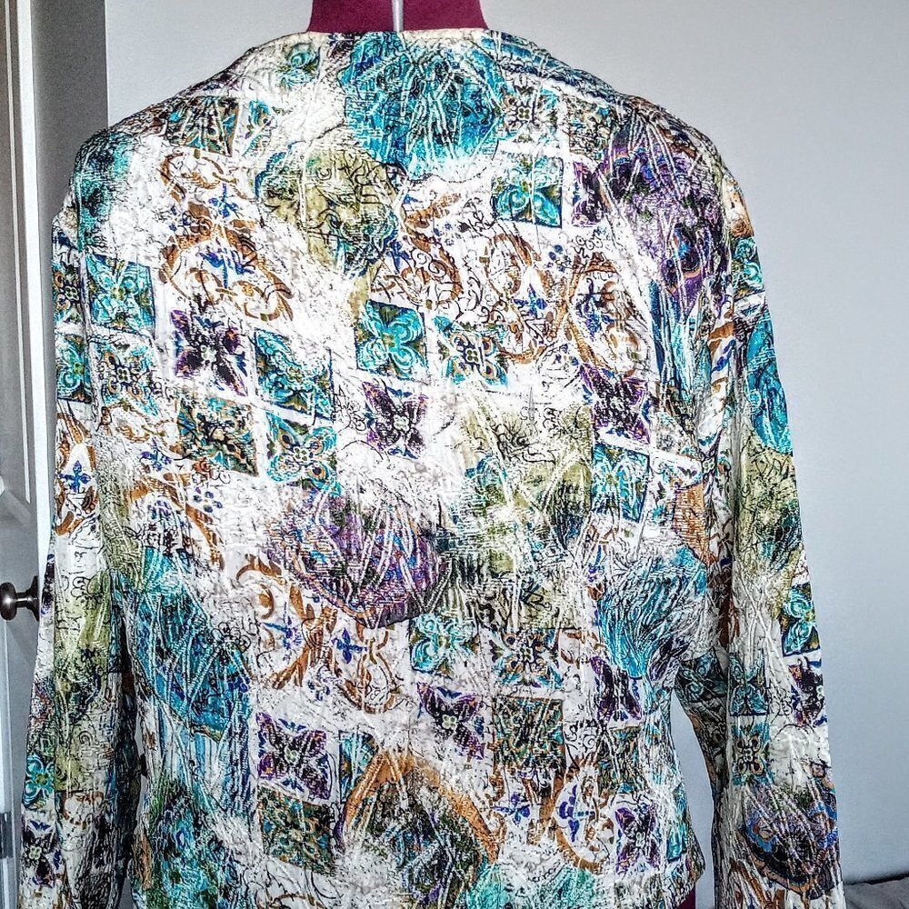 Chico's Multi-Color Open Front Silk & Wool Jacket - image 3